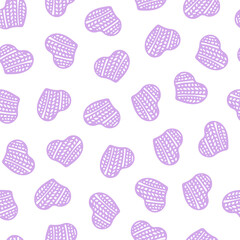 Hand Drawn Seamless Patterns with Hearts in Doodle Style.