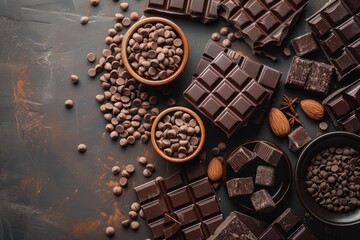 craft homemade chocolate bar in the kitchen table professional advertising food photography