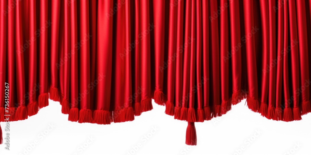 Poster a picture of a red curtain with tassels. this image can be used for various purposes