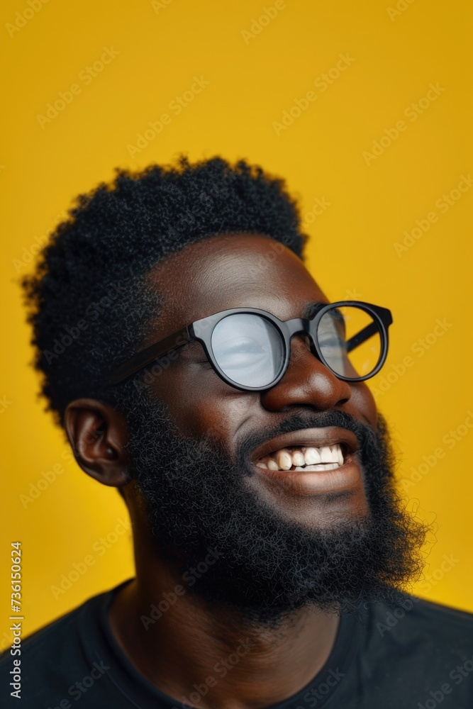 Aufkleber A picture of a man with a beard and glasses smiling. Perfect for adding a friendly and approachable touch to your projects