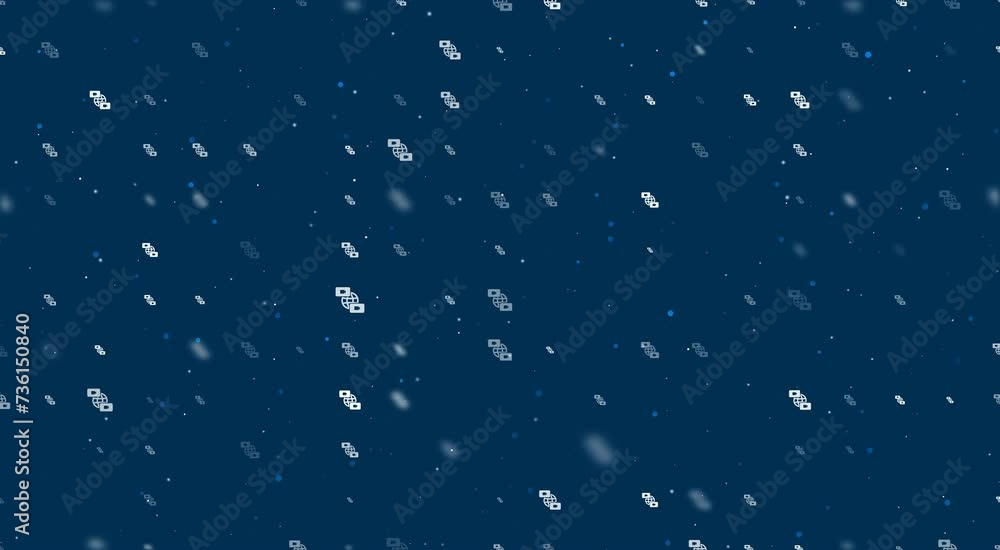 Poster template animation of evenly spaced videoconference symbols of different sizes and opacity. animatio