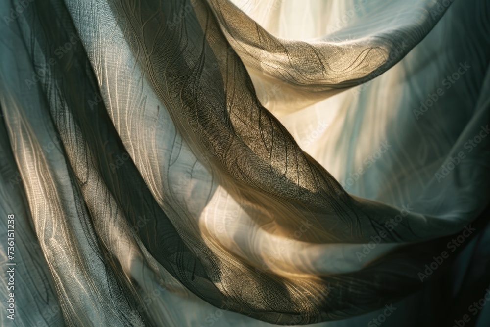 Poster light shining through a curtain. can be used to create a cozy or dramatic atmosphere