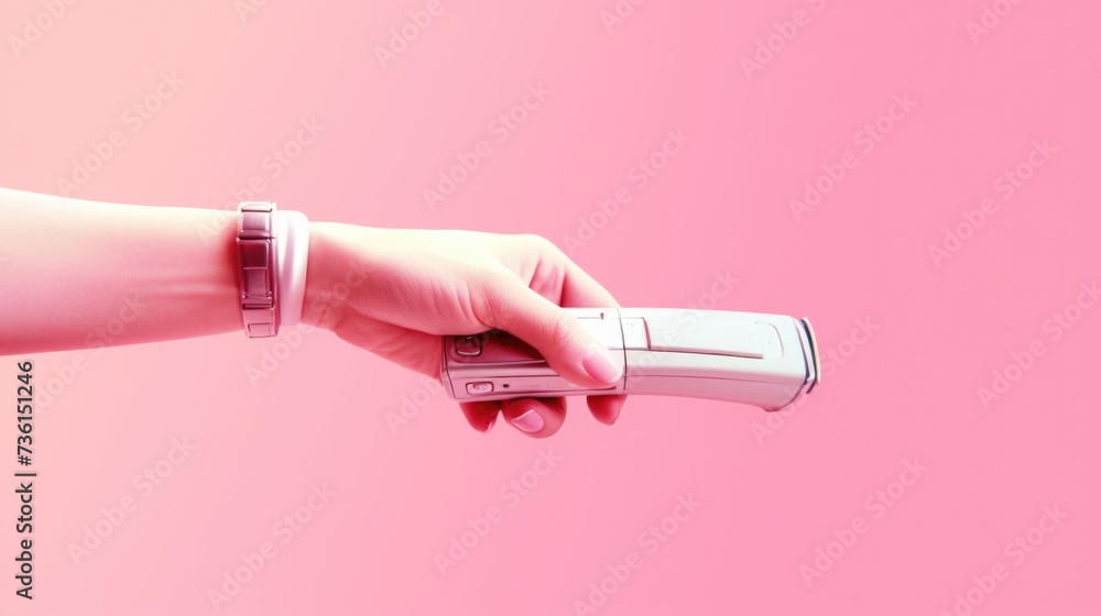Poster a person holding a video game controller in their hand. perfect for gaming enthusiasts or technology