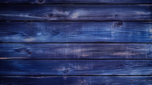 Colorful rich navy blue background and texture of wooden boards