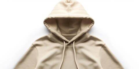 A beige hoodie on a white background. Suitable for clothing and fashion related projects