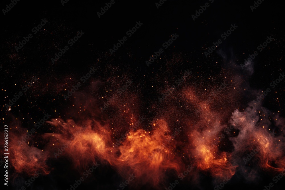 Poster Vibrant red and orange smoke billows against a black background. Perfect for adding a dramatic touch to your designs or enhancing the atmosphere in your projects