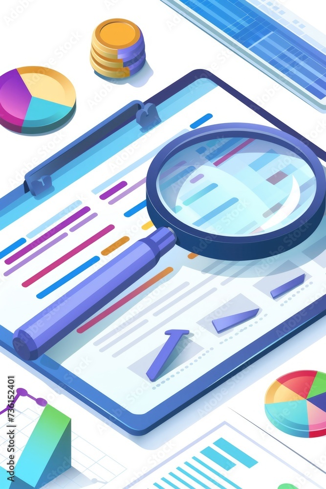 Aufkleber A tablet with a magnifying glass placed on top. This image can be used to represent technology, digital devices, or the concept of searching and investigating information