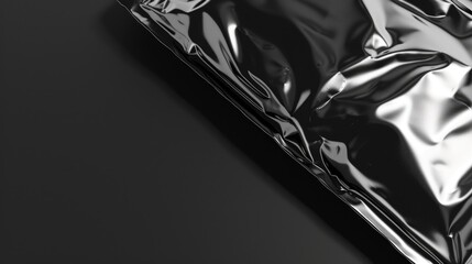 A black and white photo of a foil bag. Suitable for packaging, food industry, or product branding
