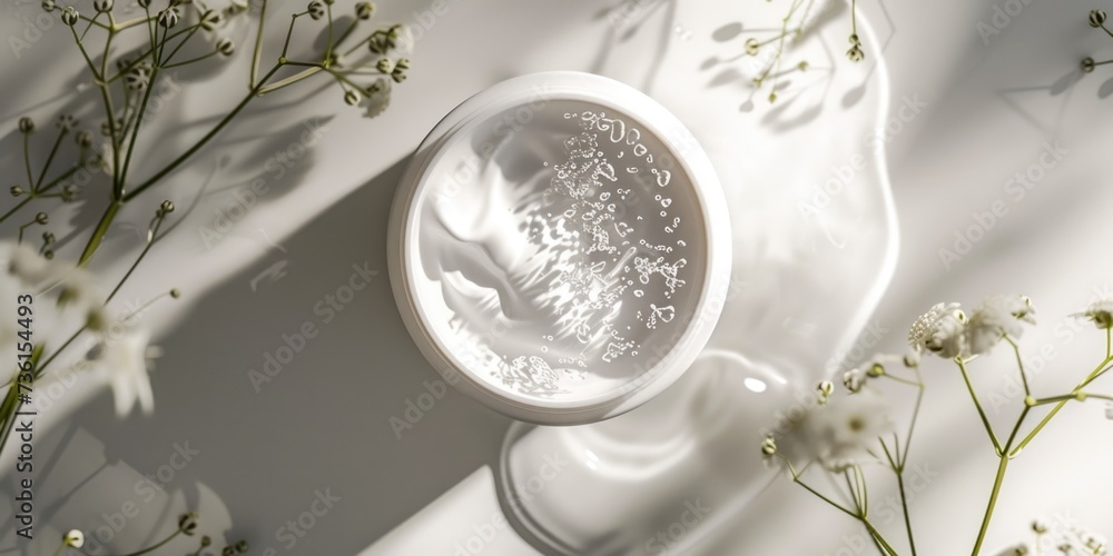 Poster a simple white vase filled with water and a beautiful arrangement of flowers. perfect for adding a t