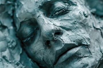 A detailed close-up of a sculpture depicting a woman's face. Perfect for art enthusiasts or as a decorative piece in a gallery or home