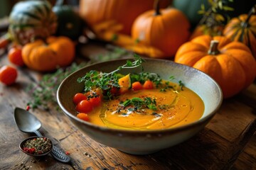 Harvest Delight: Pumpkin Soup with Autumn Vegetables for Thanksgiving