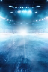Fototapeta premium An ice hockey rink illuminated by a bright spotlight. Perfect for sports or winter-themed designs