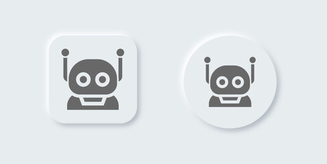 Robot solid icon in neomorphic design style. Artificial intelligence signs vector illustration.