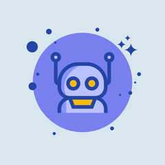 Robot flat illustration. Artificial intelligence signs vector illustration.