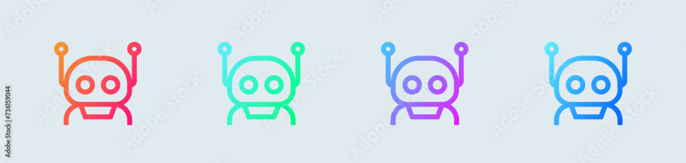 Poster robot line icon in gradient colors. artificial intelligence signs vector illustration.