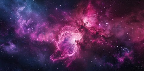 Majestic pink and purple nebula in deep space astronomy exploration - obrazy, fototapety, plakaty