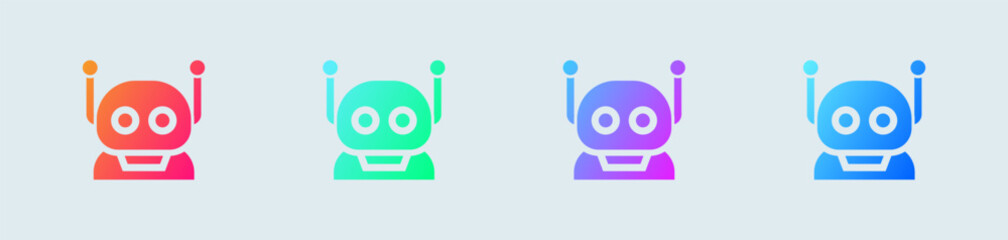 Robot solid icon in gradient colors. Artificial intelligence signs vector illustration.