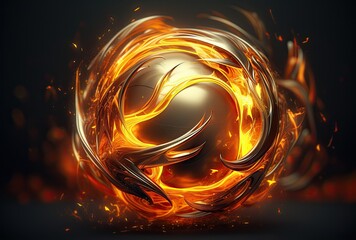 Abstract fire effects 3d sphere background - obrazy, fototapety, plakaty