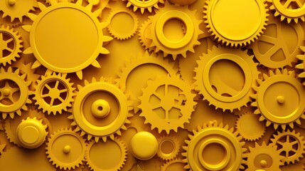 Gears Background in Lemon Yellow color