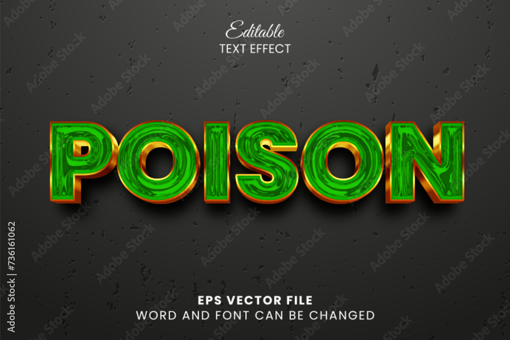 Wall mural Green poison 3d editable vector text effect