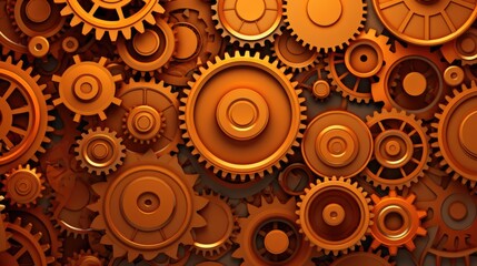  Gears Background in Tangerine color