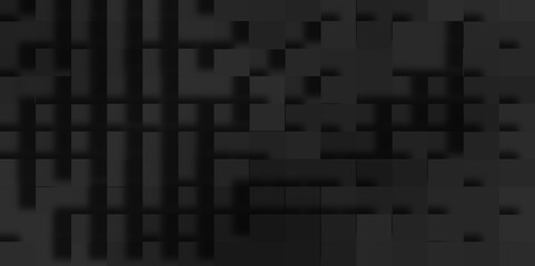 Randomly extruded black cubes 3d abstract geometric background, Abstract technology and business concept data technology, Random scaled black cube boxes block background of black surface.