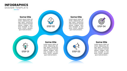 Infographic template. Linked circles with 4 steps