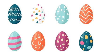 Easter eggs flat icon designs set 