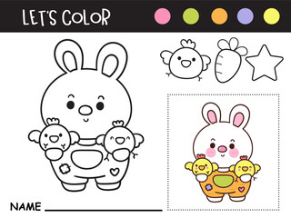 easter bunny coloring page kawaii worksheet kid
