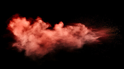 Colorful powder/particles fly after being exploded against black background. Shot with high speed camera, phantom flex 4K. Slow Motion. Included 2 different color versions.A red explosion with a dark
