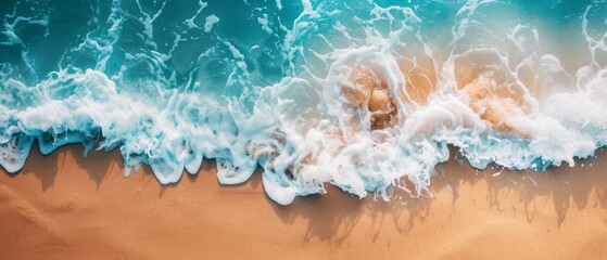 Fototapeta premium Waves on the beach as a background. Beautiful natural background at the summer time