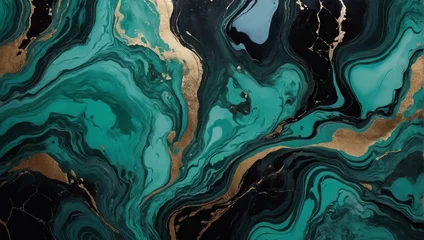 Foto op Plexiglas Seafoam green abstract black marble background art paint pattern ink texture watercolor satin bronze fluid wall. © xKas