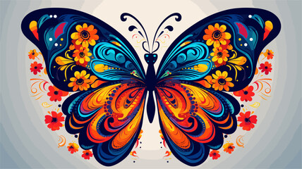 Butterfly with intricate patterns and vibrant colors  symbolizing transformation and beauty in nature. simple Vector Illustration art simple minimalist illustration creative