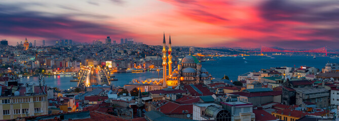 Galata Tower, Galata Bridge, New Mosque and Bosphorus Bridge, the most beautiful view of Istanbul
​
