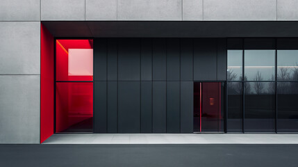 Minimalistic black and red building exterior