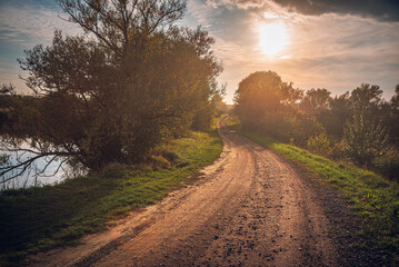 Autumn landscape on river