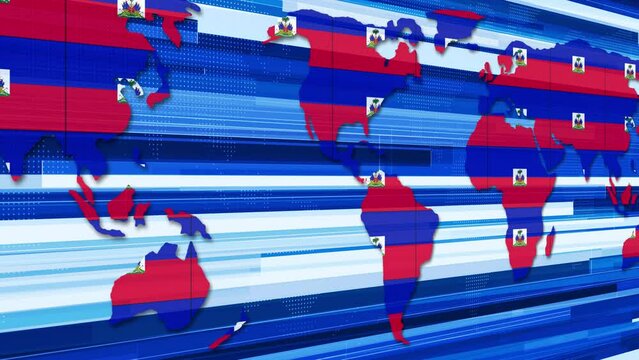 Haiti national flag motion news background animation