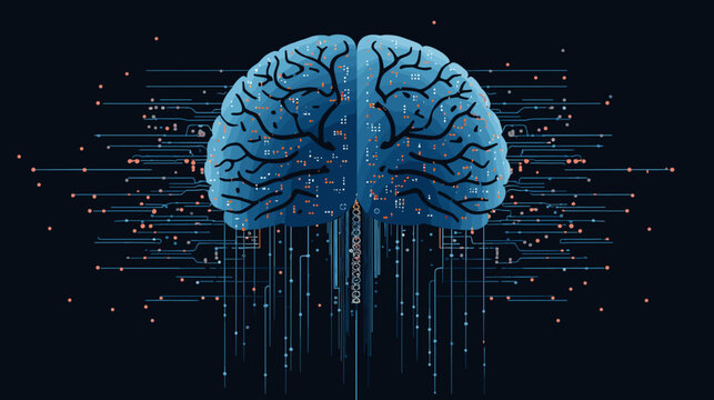 Abstract binary code forming the shape of a brain  symbolizing the cognitive aspects of computer science. simple Vector Illustration art simple minimalist illustration creative