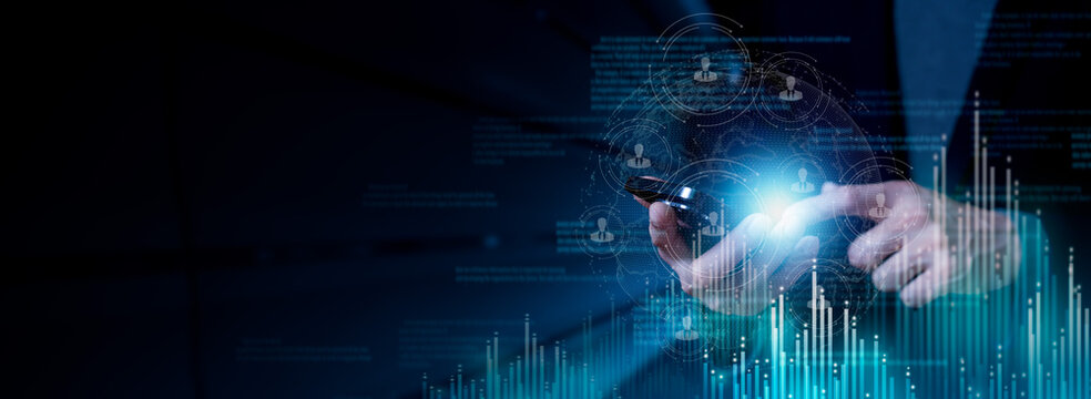 Businessman in connections worldwide networks concept for logistic, export, import, delivery, map, travel communication and international business technology by internet online in network globe icon