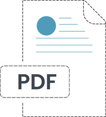 PDF  Icon black Rounded dashed Outline - obrazy, fototapety, plakaty