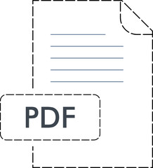 PDF file format icon Rounded dashed outline