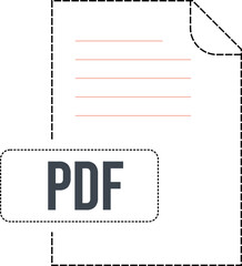 PDF  file format icon dashed outline