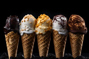 a group of ice cream cones