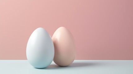 minimalistic easter background with eggs in pastel pink and blue colors