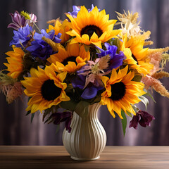 Brighten Women's Day with sunflowers and irises.