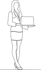 continuous line of a young female office worker