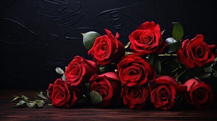 Red roses with dark background. Valentine's Day.