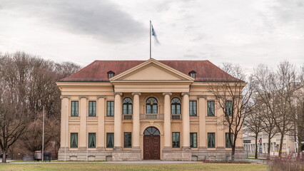 The Prinz Carl Palais in Munich is a mansion built in the style of early Neoclassicism timelapse. Germany - obrazy, fototapety, plakaty