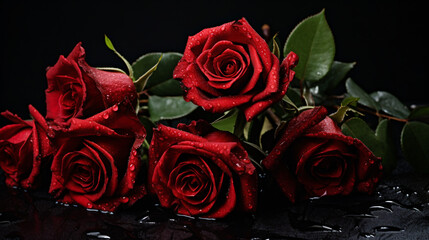 Red roses with dark background. Valentine's Day.