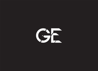 GE G E Letter Logo Design in Black Colors. Creative